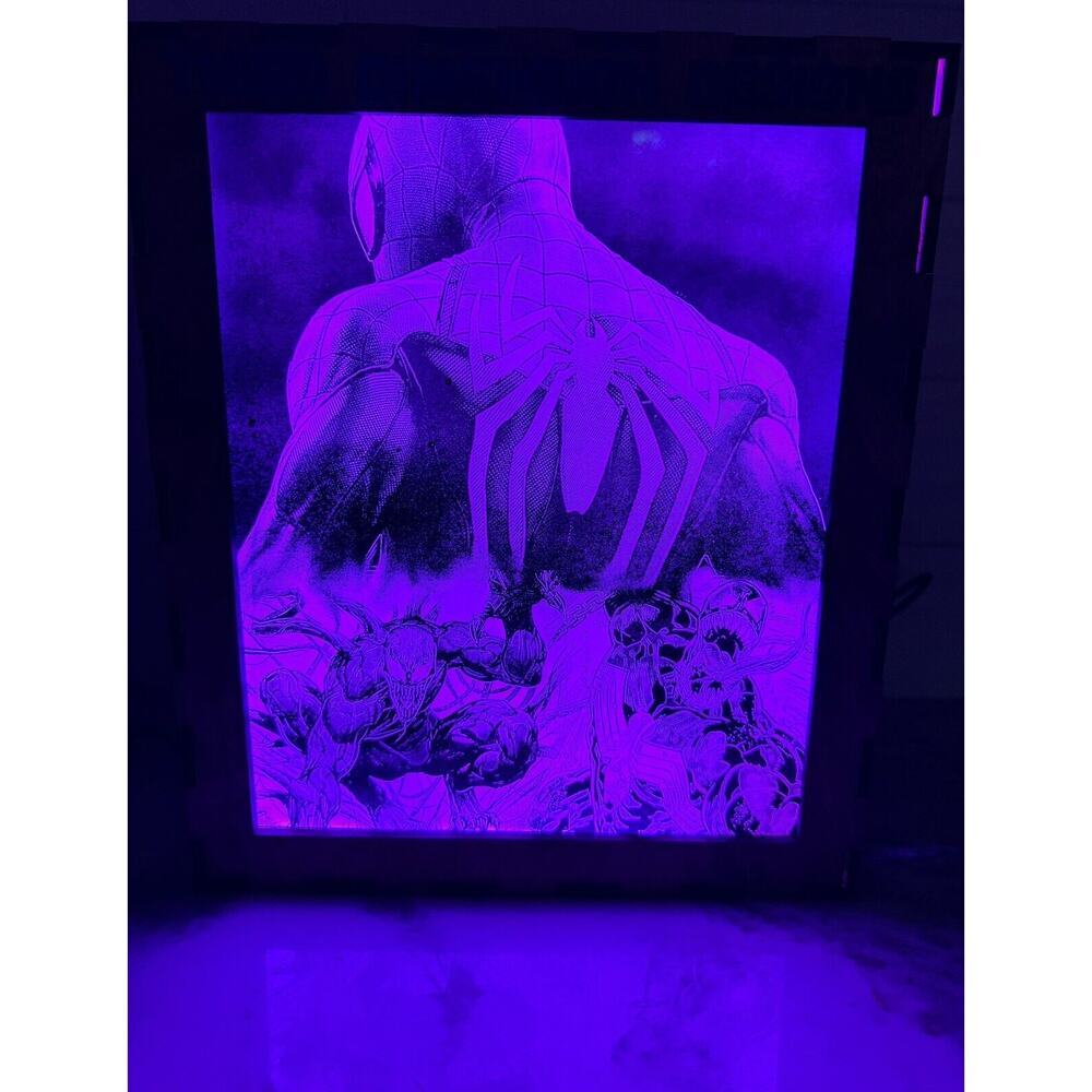 Custom Made Neon Lighted Color Changing Spider-Man Venom Wall/Standing Light Box - Picture 3 of 15